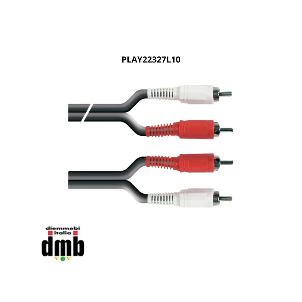 PROAUDIO - PLAY22327L10 - cavo audio assemblato con 2 rca maschi- 2 rca maschi da mt 10