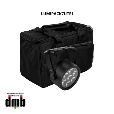 TRIBE - LUMIPACK7UTRI - Kit completo: 4x LUMIPAR7UTRI + borsa in nylon + cavi DMX(power + telecomando IRC