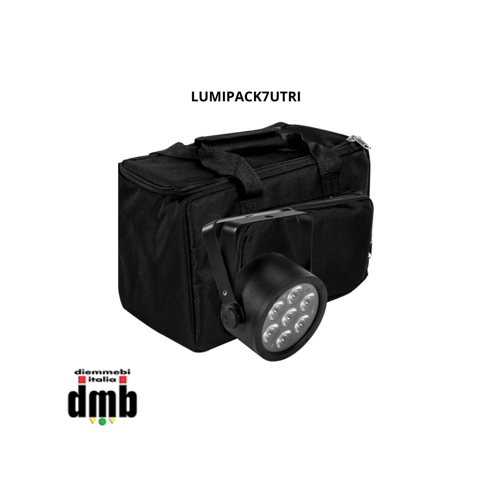 TRIBE - LUMIPACK7UTRI - Kit completo: 4x LUMIPAR7UTRI + borsa in nylon + cavi DMX(power + telecomando IRC