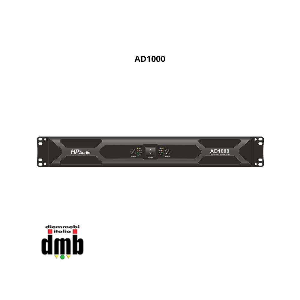 HP AUDIO - AD1000 - Ampliﬁcatore di potenza in classe D 2x1000/1500W 8/4 ohm