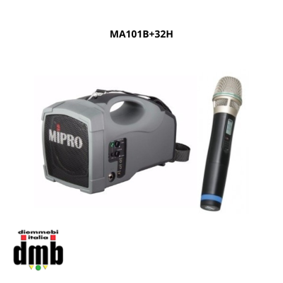 MIPRO - MA101B+32H - Amplificazione portatile 45W con ricevitore UHF ACT 16 canali e Trasmettitore ad impugnatura