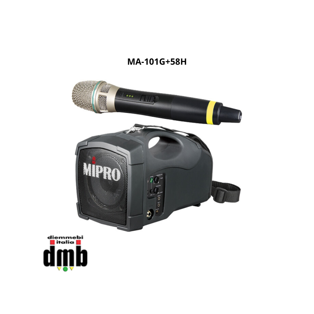 MIPRO - MA-101G-58H - Amplificatore portatile 50W con ricevitore e trasmettitore a impugnatura