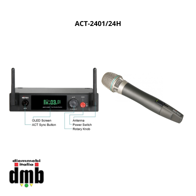 MIPRO - ACT-2401/24H - Kit Radiomicrofono con Ricevitore singolo ACT 12 canali + Trasmettitore con impugnatura