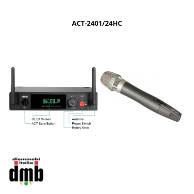 MIPRO - ACT-2401/24HC - Kit Radiomicrofono con Ricevitore singolo ACT 12 canali + Trasmettitore con impugnatura