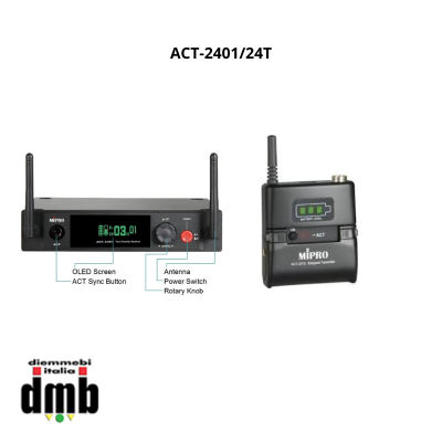 MIPRO - ACT-2401/24T - Kit Radiomicrofono con Ricevitore singolo ACT 12 canali + Trasmettitore Belt pack