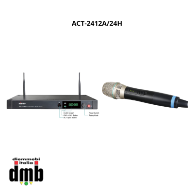 MIPRO - ACT-2412A/24H - Kit radiomicrofonico con Ricevitore doppio ACT 12 canali + 2 Trasmettitori con impugnatura