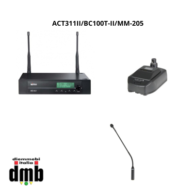 MIPRO - ACT311II/BC100T-II/MM-205 - Sistema Conferenze con Ricevitore singolo, Stazione trasmittente e Microfono Gooseneck