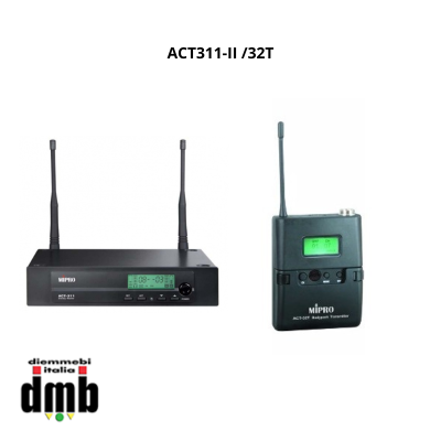 MIPRO - ACT311-II /32T - Ricevitore singolo ACT 72+12 canali UHF + Trasmettitore belt-pack