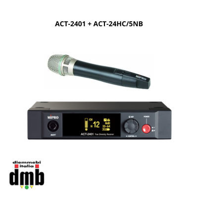 KIT MIPRO - ACT-2401 + ACT-24HC/5NB - Ricevitore singolo ACT 12 + ACT-24HC - Trasmettitore Impugnatura ACT-2.4GHz