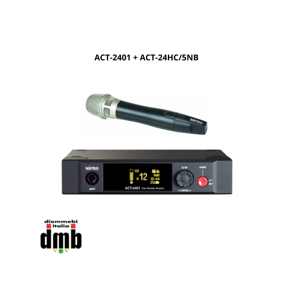 KIT MIPRO - ACT-2401 + ACT-24HC/5NB - Ricevitore singolo ACT 12 + ACT-24HC - Trasmettitore Impugnatura ACT-2.4GHz