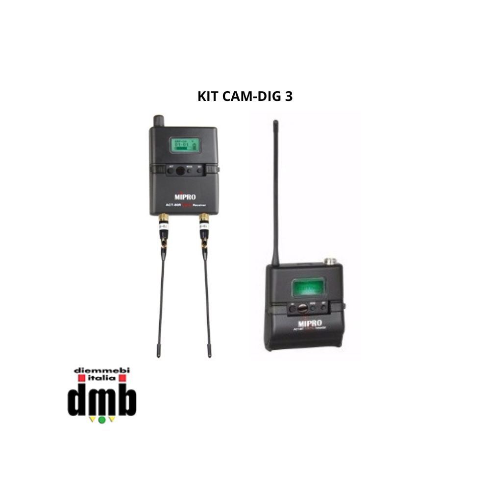 MIPRO - KIT CAM-DIG 3 - Kit per Telecamere con Ricevitore digitale ACT + Trasmettitore belt pack da 64 MHz