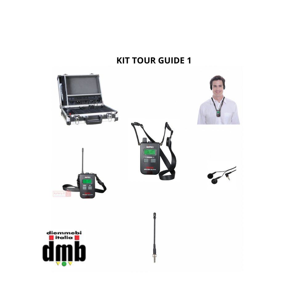 MIPRO - KIT TOUR GUIDE 1 - Kit per Tour Guide con 1 trasmettitore e 11 ricevitori