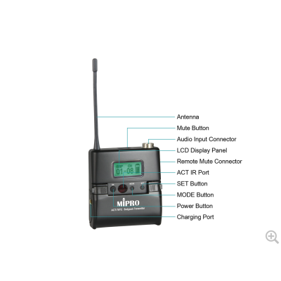 MIPRO - ACT-70T - Trasmettitore da Cintura Alta Gamma ACT-UHF Wideband