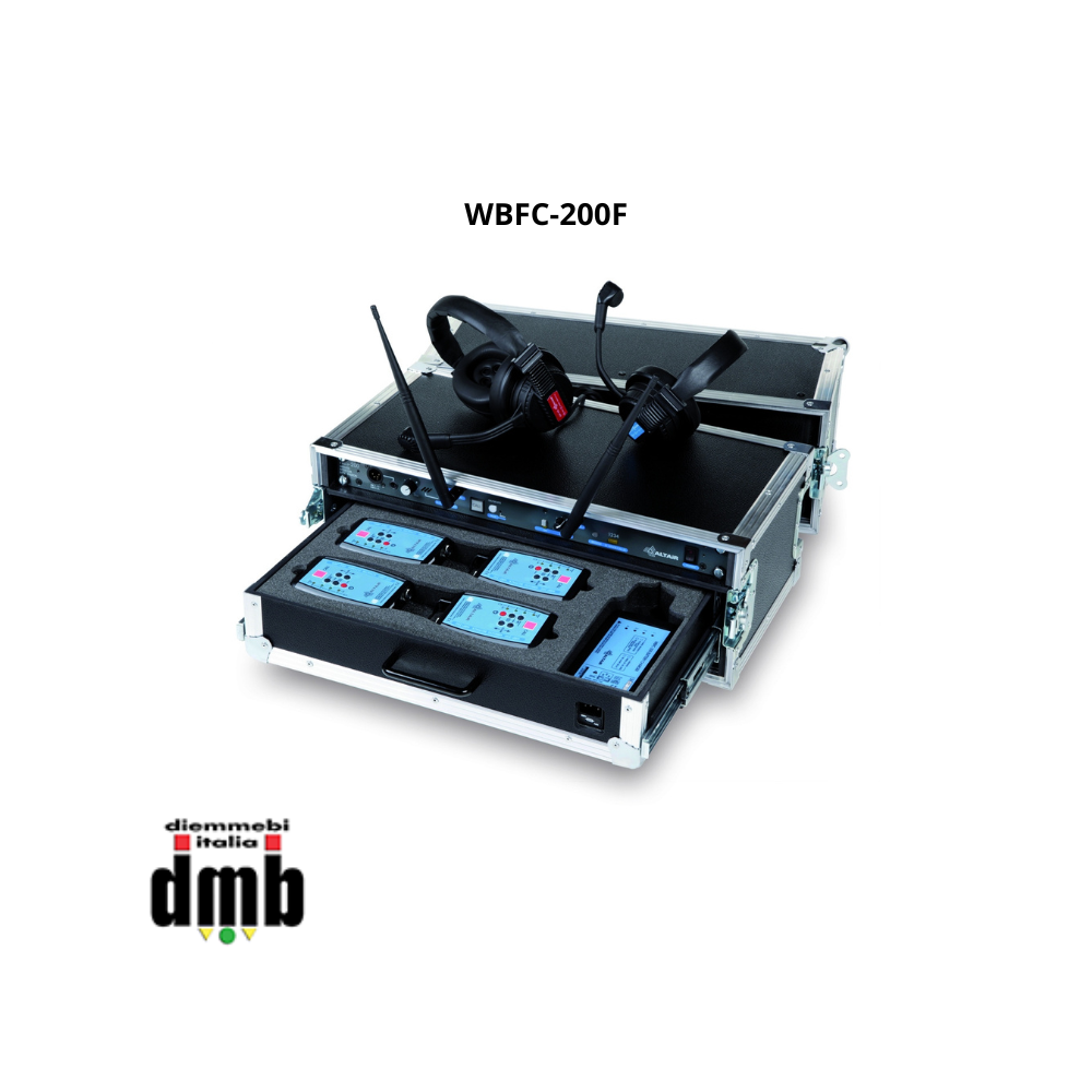 ALTAIR - WBFC-200F - Flight case per sistema intercom wireless completo canale singolo + 4 beltpack serie compact