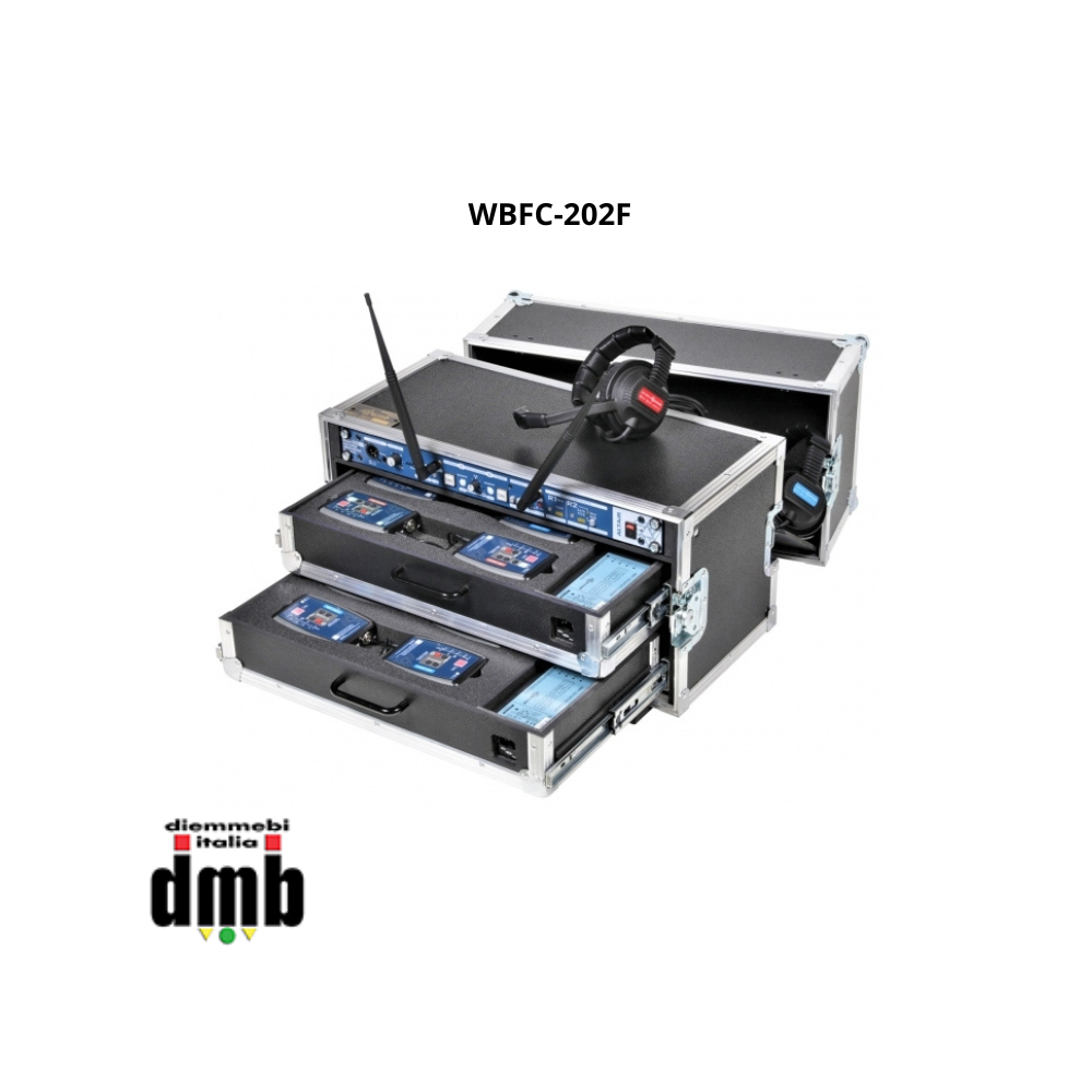 ALTAIR - WBFC-202F - Flight case per sistema intercom wireless completo doppio canale + vano per 2 caricatori