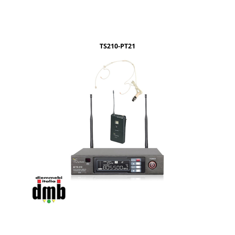 TSYMBOLS - TS210-PT21- Ricevitore Diversity con Bodypack PT-21 e archetto UHF Single CH.