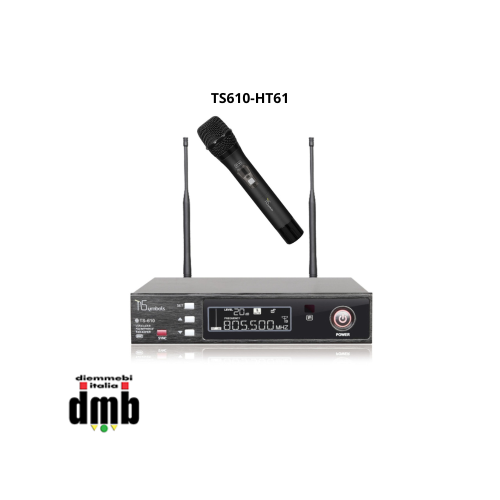 TSYMBOLS - TS610-HT61- Ricevitore Diversity con Trasmettitore palmare HT-61, UHF Single CH.