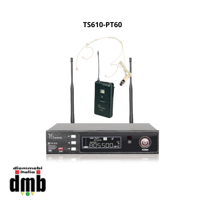 TSYMBOLS - TS610-PT60- Ricevitore Diversity con Bodypack PT-60 e archetto UHF Single CH.