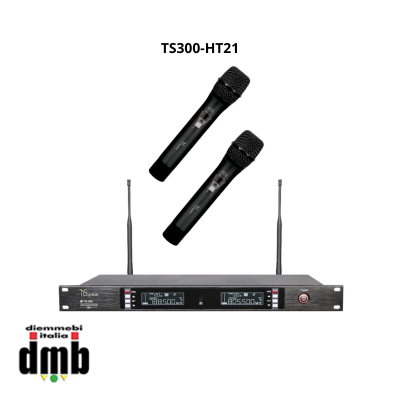 TSYMBOLS - TS300-HT21- Ricevitore Diversity con 2 Trasmettitori palmari HT-21, UHF Dual CH.