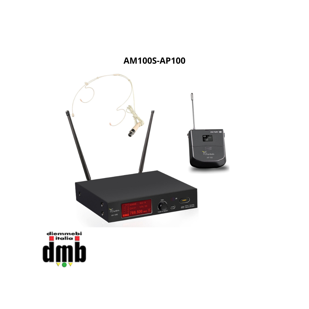 TSYMBOLS - AM100S-AP100 - Ricevitore Diversity con Trasmettitore bodypack AP100 e archetto, UHF Single CH.