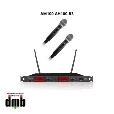 TSYMBOLS - AM100-AH100-B3 - Ricevitore Diversity con  due Trasmettitori palmari AH100-B3, UHF Dual CH.