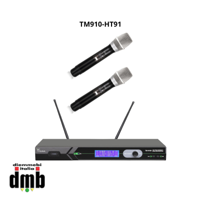 TSYMBOLS - TM910-HT91 - Ricevitore Diversity con  due Trasmettitori palmari HT-91, UHF Dual CH.