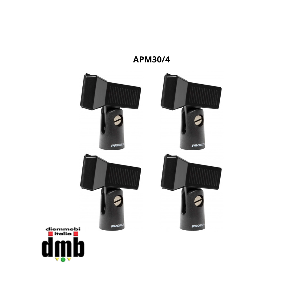 PROEL - APM30/4 - Confezione da 4 supporti a pinza in ABS per microfono