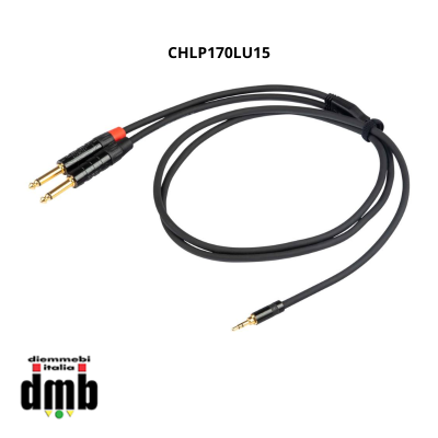 PROEL - CHLP170LU15 -  CAVO AUDIO A "Y" JACK STEREO 3,5MM - 2x JACK MONO 6,3MM 1,5MT