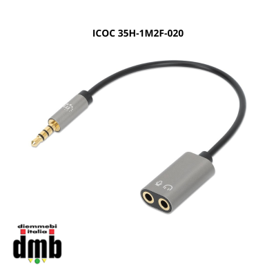 TECHLY - ICOC 35H-1M2F-020 - Cavo Adattatore per Cuffie con Splitter Audio Stereo AUX 20cm