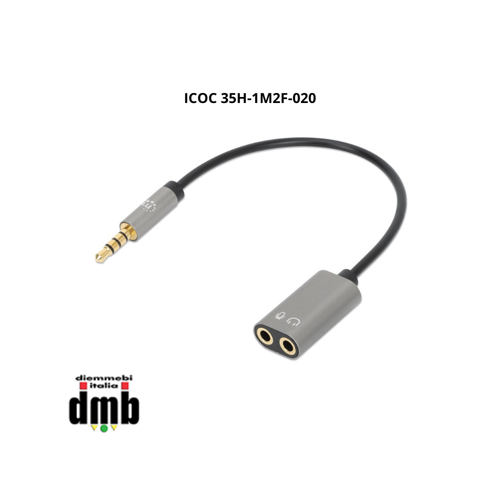 TECHLY - ICOC 35H-1M2F-020 - Cavo Adattatore per Cuffie con Splitter Audio Stereo AUX 20cm