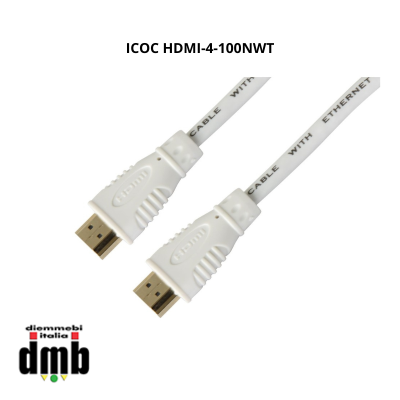 TECHLY - ICOC HDMI-4-100NWT - Cavo High Speed HDMI™ con Ethernet 10 metri Bianco