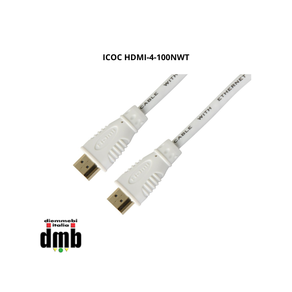 TECHLY - ICOC HDMI-4-100NWT - Cavo High Speed HDMI™ con Ethernet 10 metri Bianco