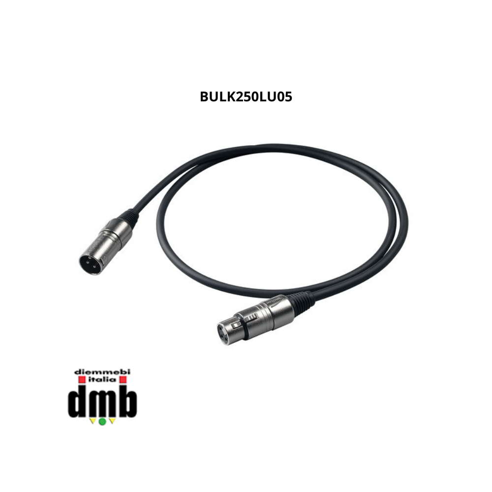 PROEL - BULK250LU05 - Cavo professionale bilanciato con connessioni presa volante XLR 3P