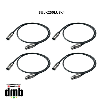 PROEL - BULK250LU3x4 - Cavo professionale bilanciato con connessioni presa volante XLR 3P PROEL - spina volante XLR 3P da 3 m