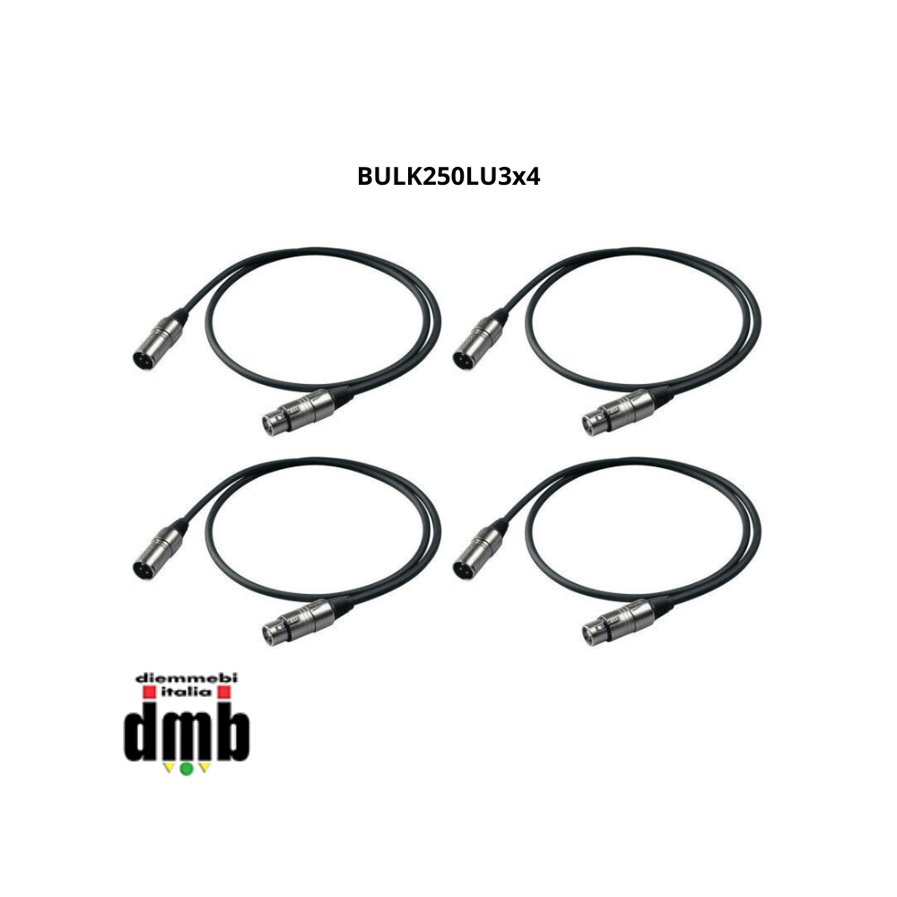 PROEL - BULK250LU3x4 - Cavo professionale bilanciato con connessioni presa volante XLR 3P PROEL - spina volante XLR 3P da 3 m