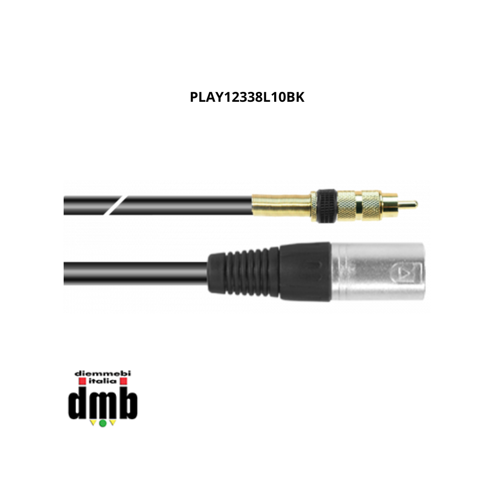 PLAY12338L10BK CAVO AUDIO SBILANCIATO RCA MASCHIO- CANNON MASCHIO 3 POLI