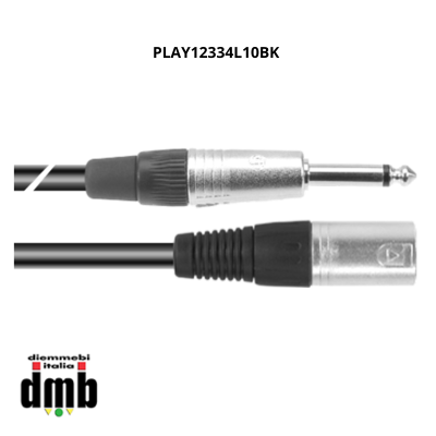 PRO AUDIO - PLAY12334L10BK - CAVO AUDIO cannon maschio 3 poli xlr- jack mono 6.35maschio metallo