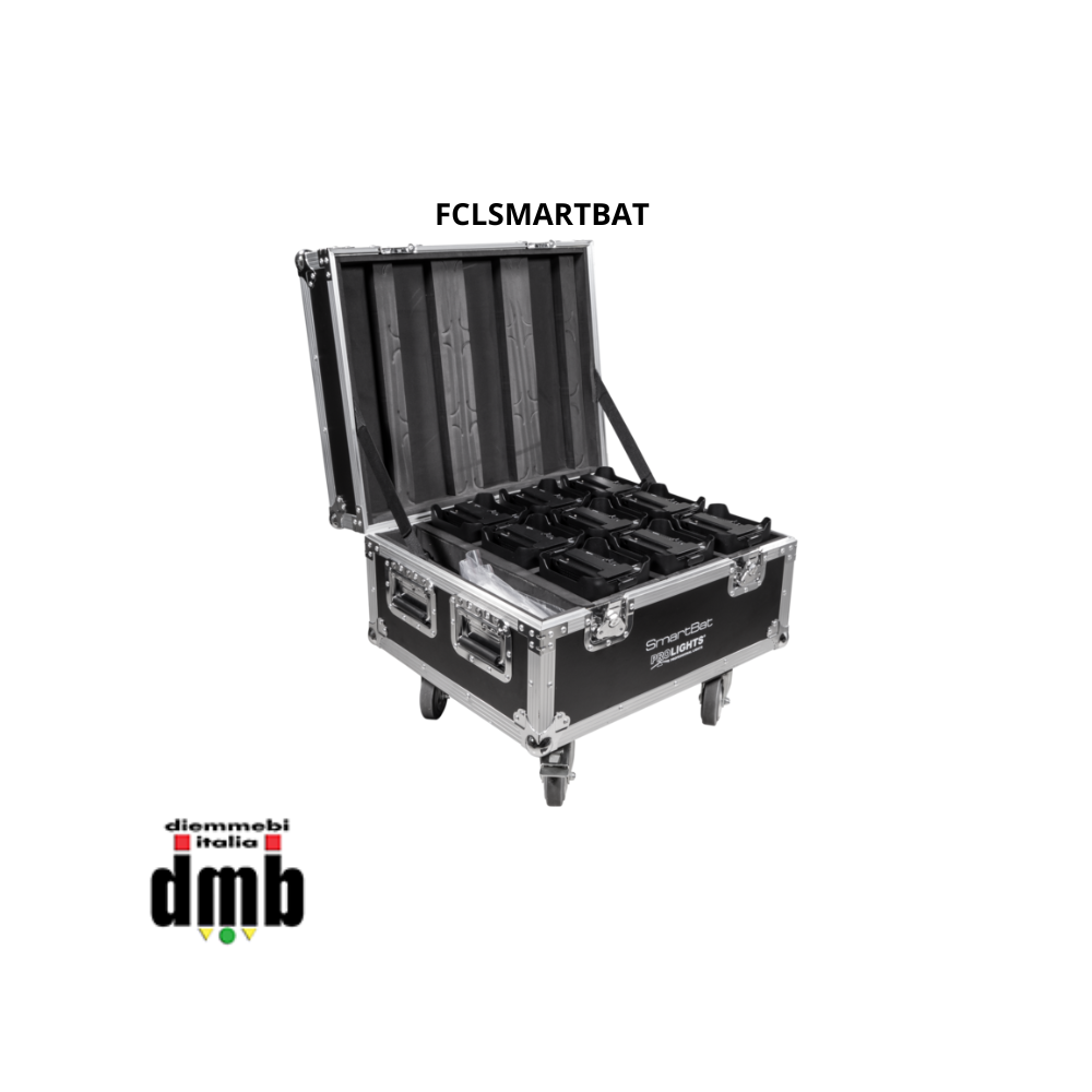 PROLIGHTS - FCLSMARTBAT - Roadcase flight-case con scomparti e ruote per 9xSMARTBAT