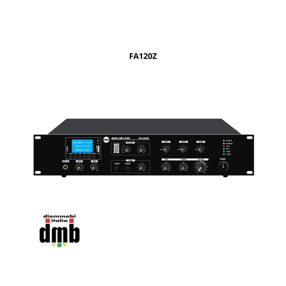 CMX - FA120Z - Mixer ampliﬁcatore da 120W - Volume regolabile 3 Zone