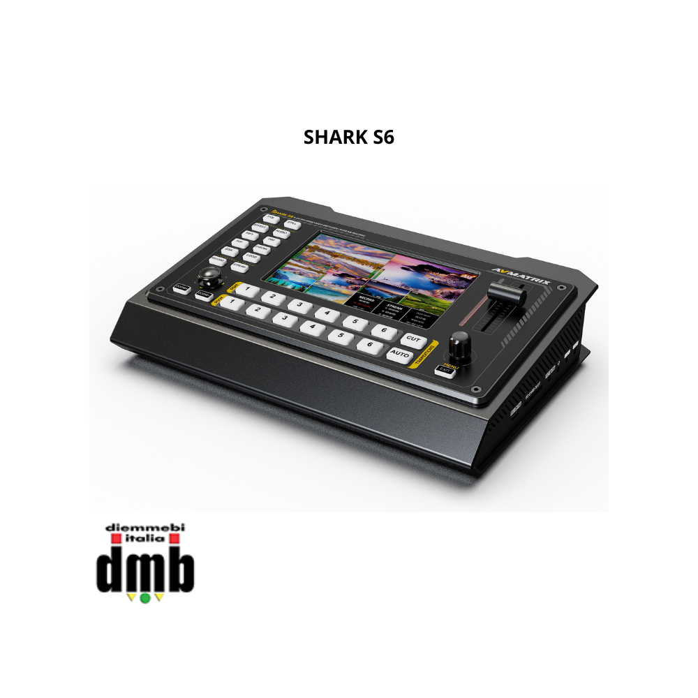 AV Matrix - SHARK S6 - Streaming Video Switcher 6 Canali HDMI/SDI - Schermo Multiview incorporato da 5" - Recorder USB/SDCard