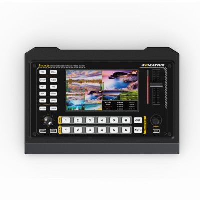 AV Matrix - SHARK S6 - Streaming Video Switcher 6 Canali HDMI/SDI - Schermo Multiview incorporato da 5" - Recorder USB/SDCard