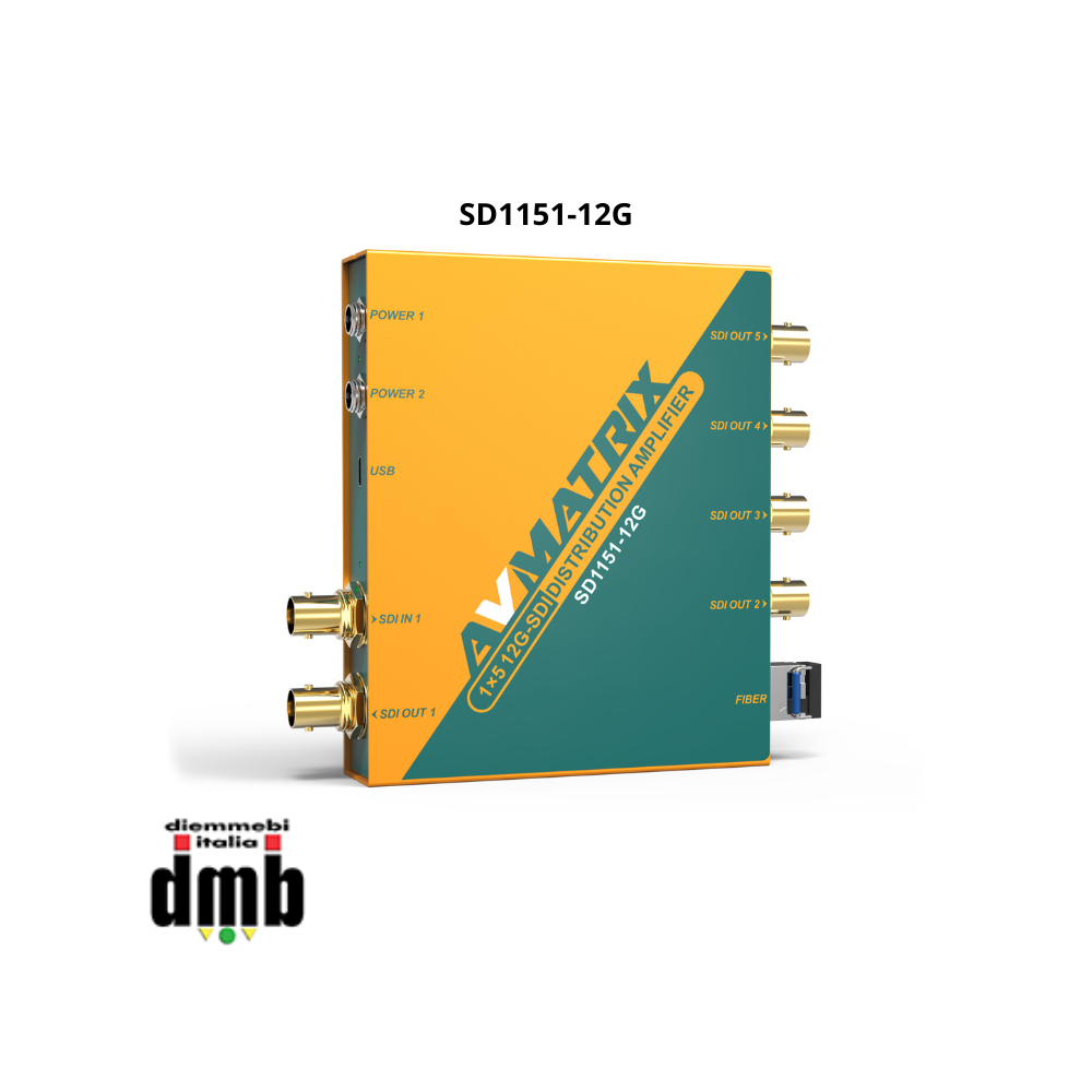 AV Matrix - SD1151-12G - Distributore e ampliﬁcatore di segnale 12G-SDI 1×5 con Reclocking