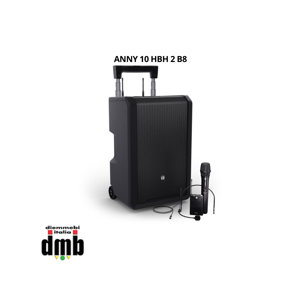 LD SYSTEMS - ANNY 10 HBH 2 B8 - Altoparlante PA Bluetooth da 10″ con batteria, mixer, 1 radiomicrofono e 1 archetto, bodypack