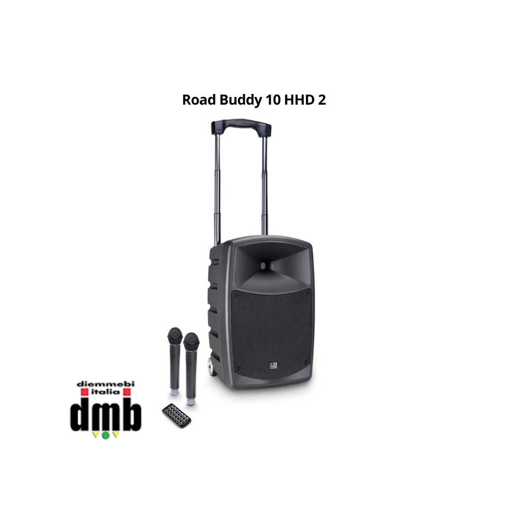 LD SYSTEMS - Road Buddy 10 HHD 2 - Altoparlante Bluetooth alimentato a batteria con mixer e 2 microfoni wireless