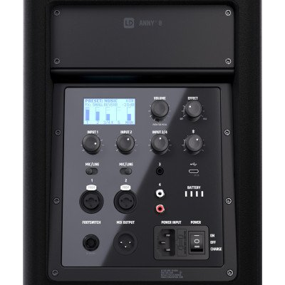 LD SYSTEMS - ANNY 8 - Altoparlante PA Bluetooth® portatile a batteria con mixer, colore Stage Black