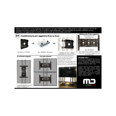 MD ITALY - SPLT_AM29 - Combinazione di articoli per posizionare il supporto tv SPLTAGN su traliccio verticale