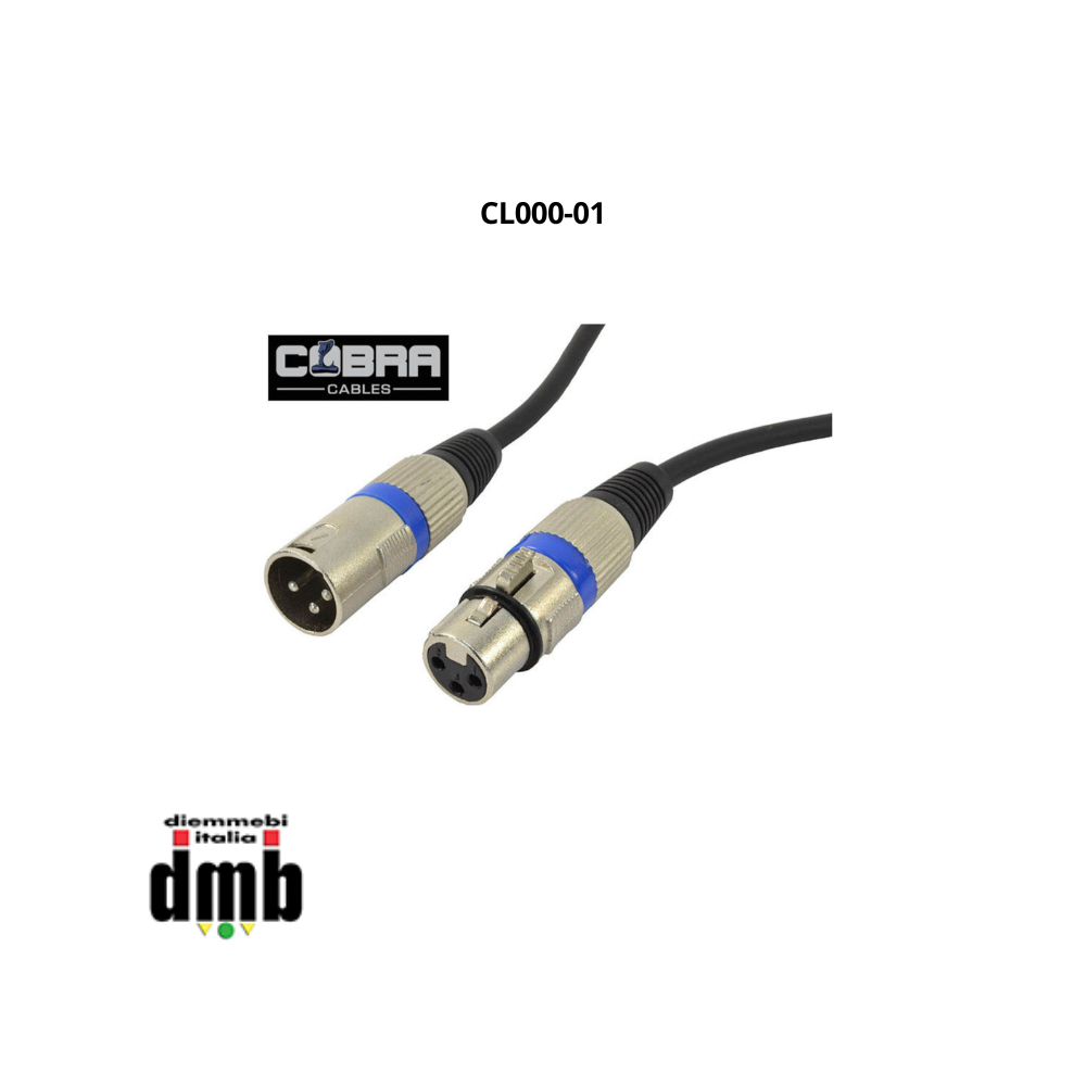 COBRA - CL000-01 - Cavo XLR M- XLR F 1m