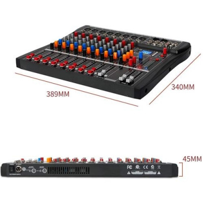 SINEXTESIS - CT-80S - Mixer audio 8 canali con MP3, USB, BT e multieffetto DSP