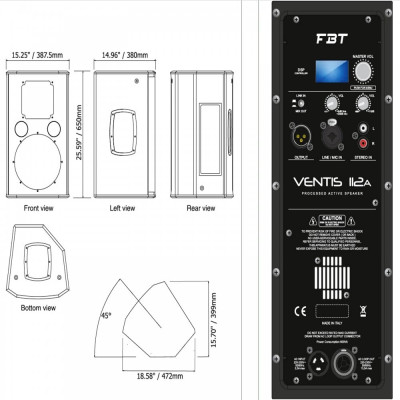 FBT - VENTIS 112A - 40641 - Diffusore cassa acustica attiva biamplificata con DSP 12" 900W