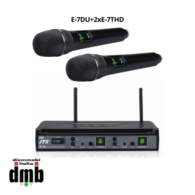 JTS - E-7DU+2xE-7THD - 42545 - Radiomicrofono UHF PLL 16 canali con doppio trasmettitore a mano